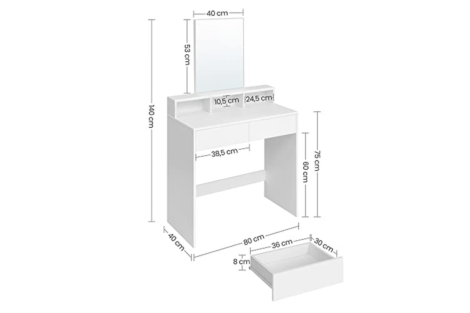 Vasagle Rdt113w01 - Vanity Table-6
