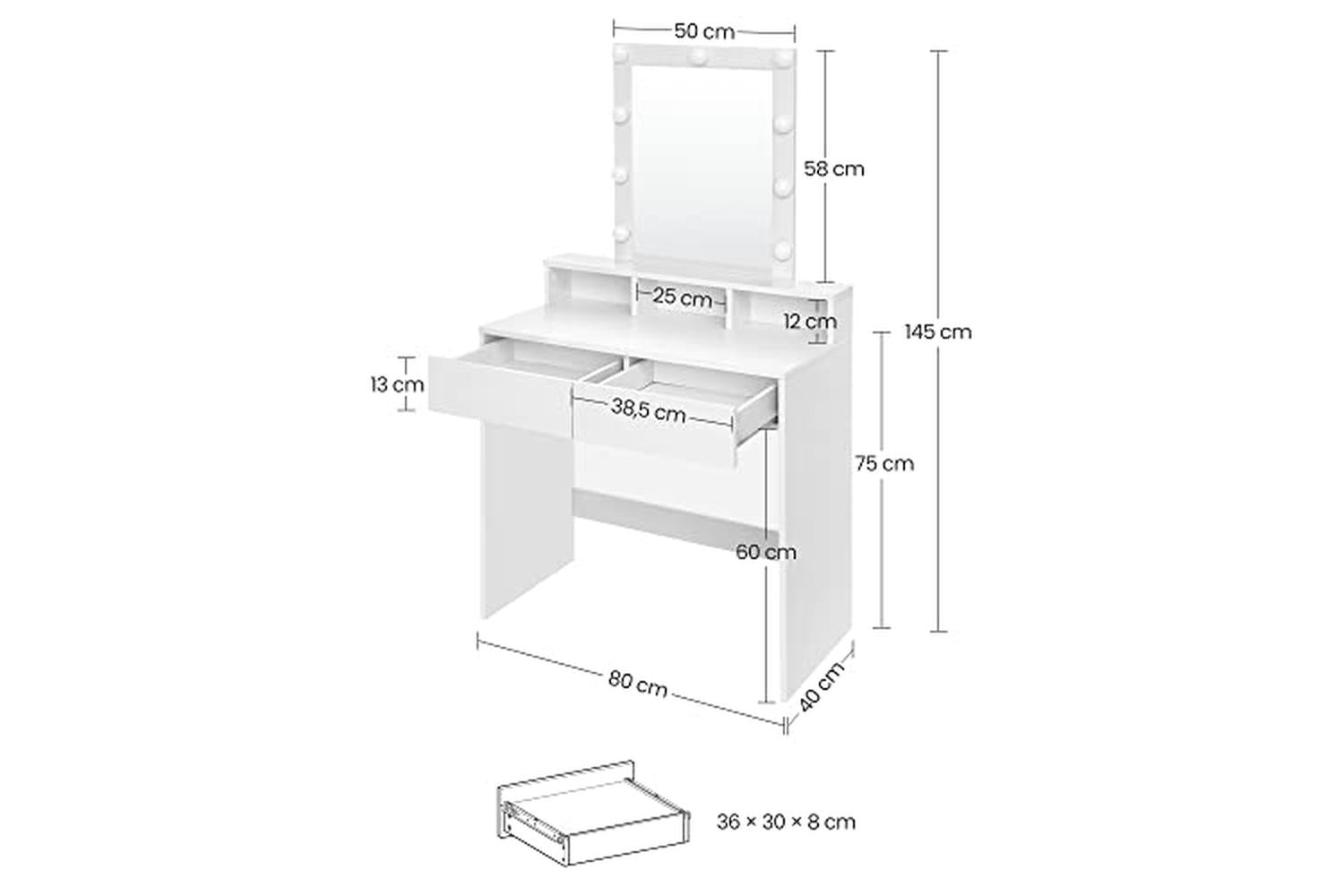 Vasagle Rdt114w01 - Vanity Table-6