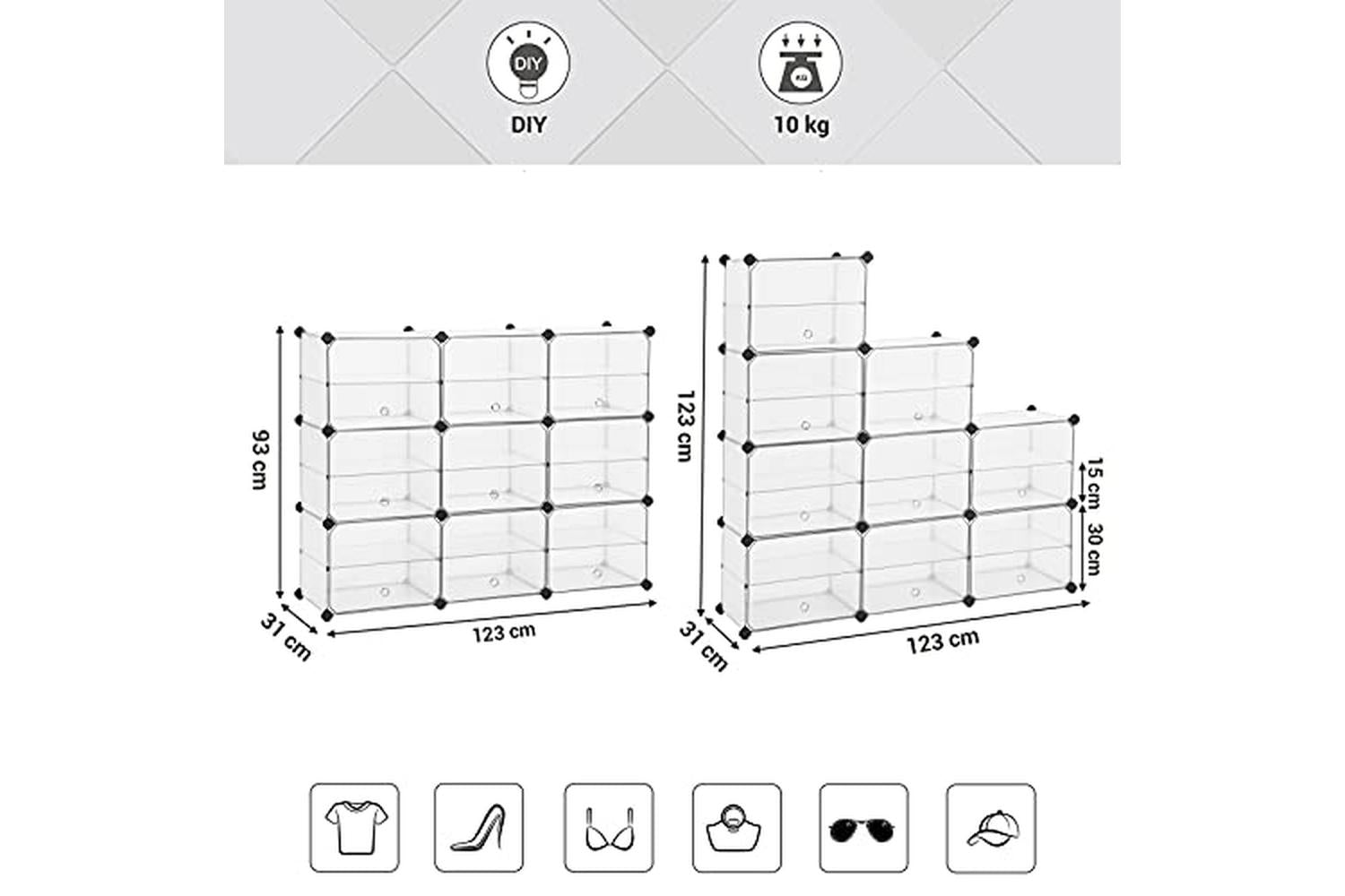Songmics Lpc502w - Plastic Cube Storage-4