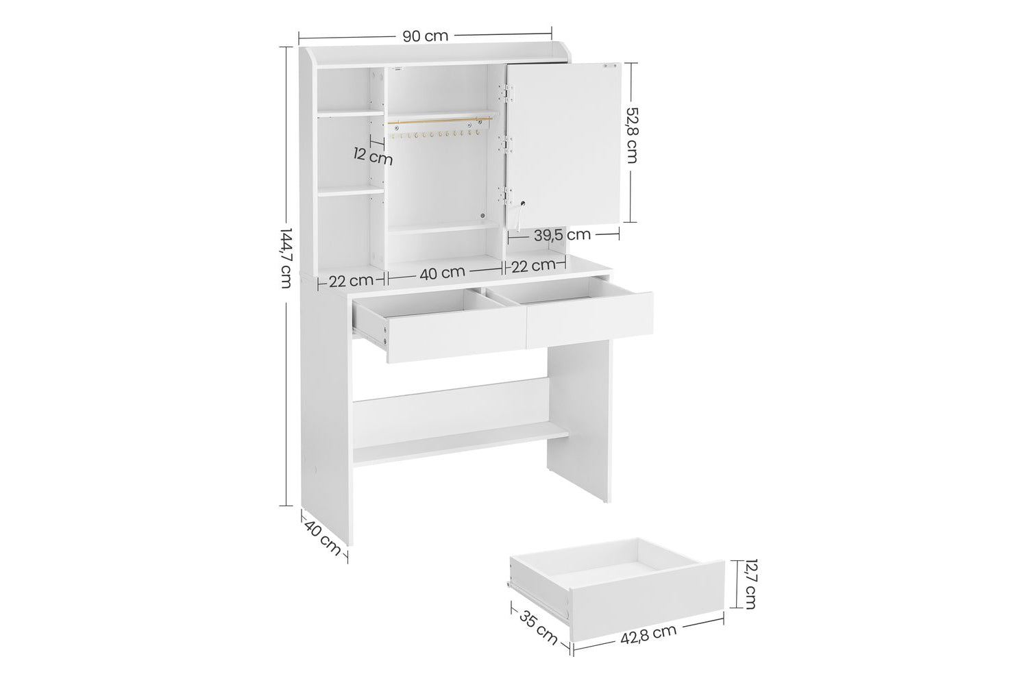 Vasagle Rdt123t14 - Vanity Table-4