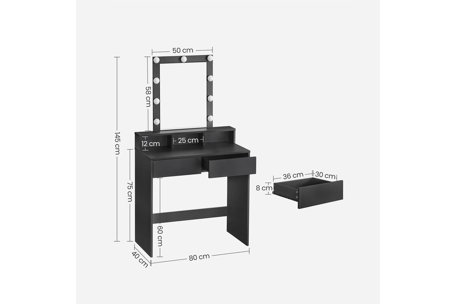 Vasagle Rdt114t16 - Vanity Table-5