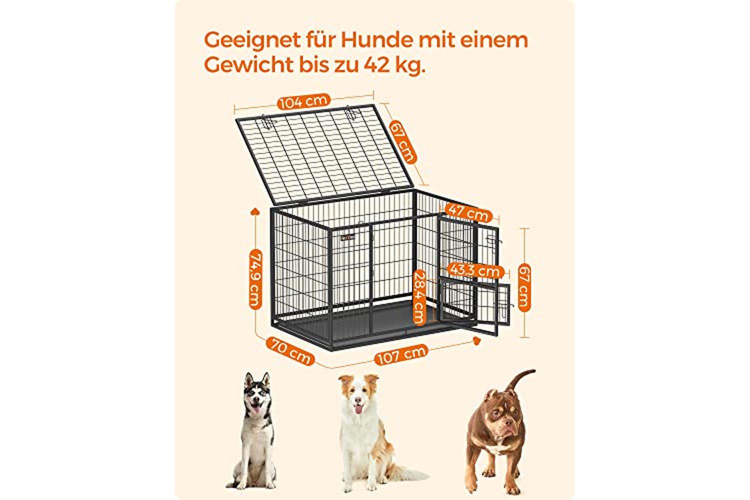 Feandrea Heavy Duty Dog Crate | Black-4