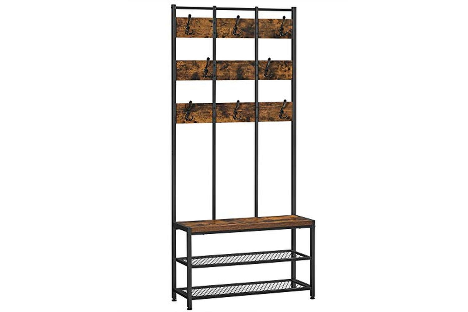 Vasagle FreeStanding Coat Rack with 8 Dual Hooks | Rustic Brown/Black