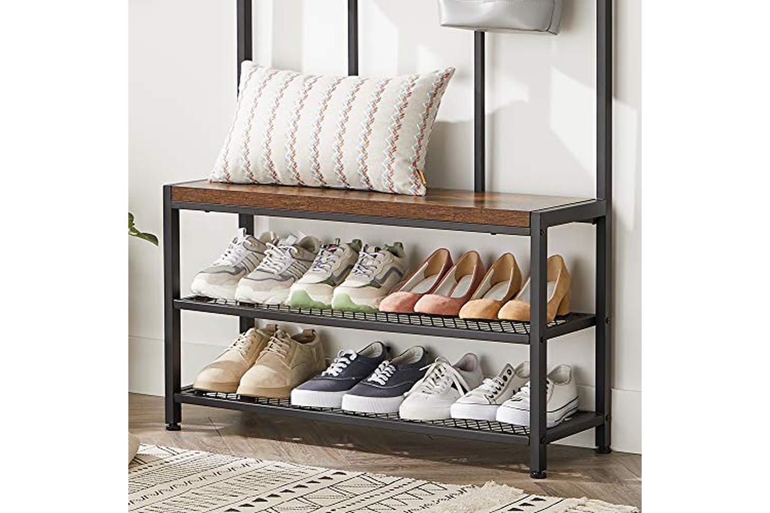 Vasagle FreeStanding Coat Rack with 8 Dual Hooks | Rustic Brown/Black-3