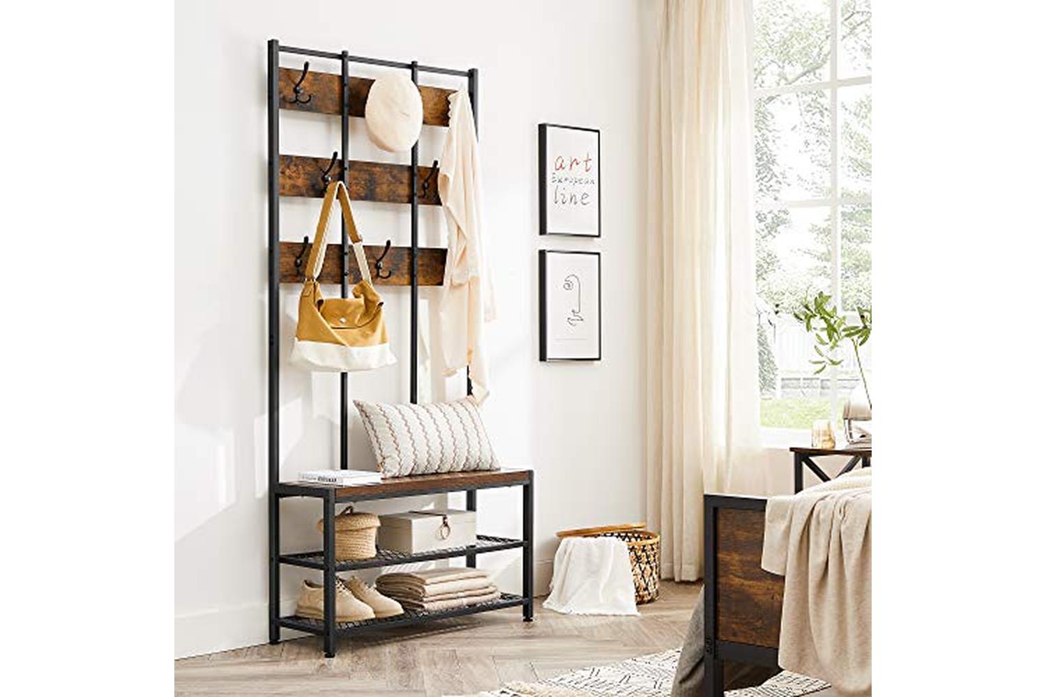 Vasagle FreeStanding Coat Rack with 8 Dual Hooks | Rustic Brown/Black-7