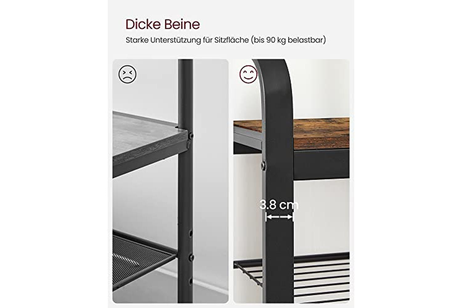 Vasagle Coat Rack with Shoe Storage Bench with 9 Removable Hooks | Rustic Brown/Black-6