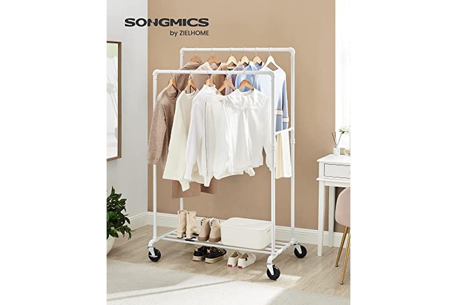 Songmics Clothes Rack with Double Hanging Rail | White-2