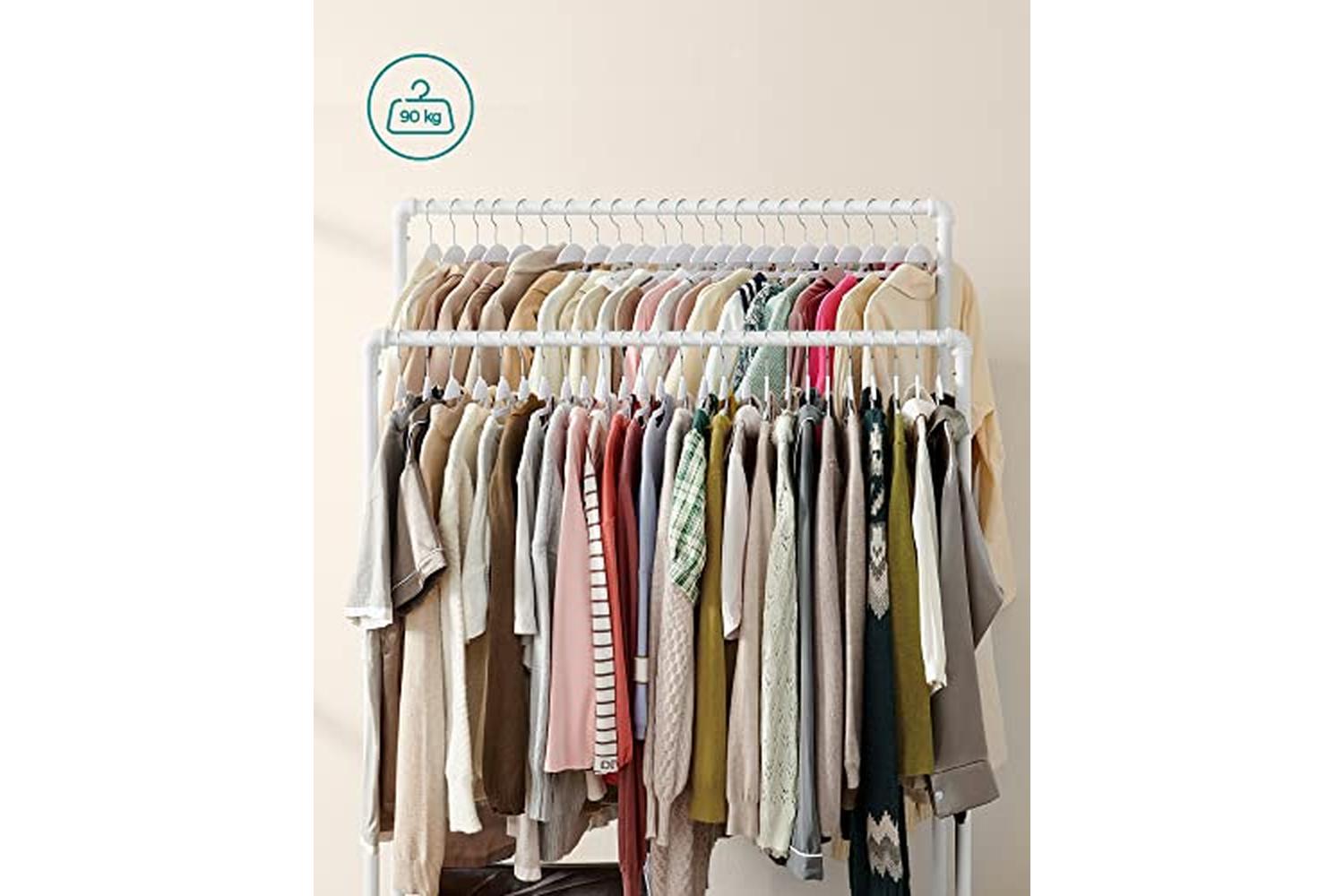 Songmics Clothes Rack with Double Hanging Rail | White-3