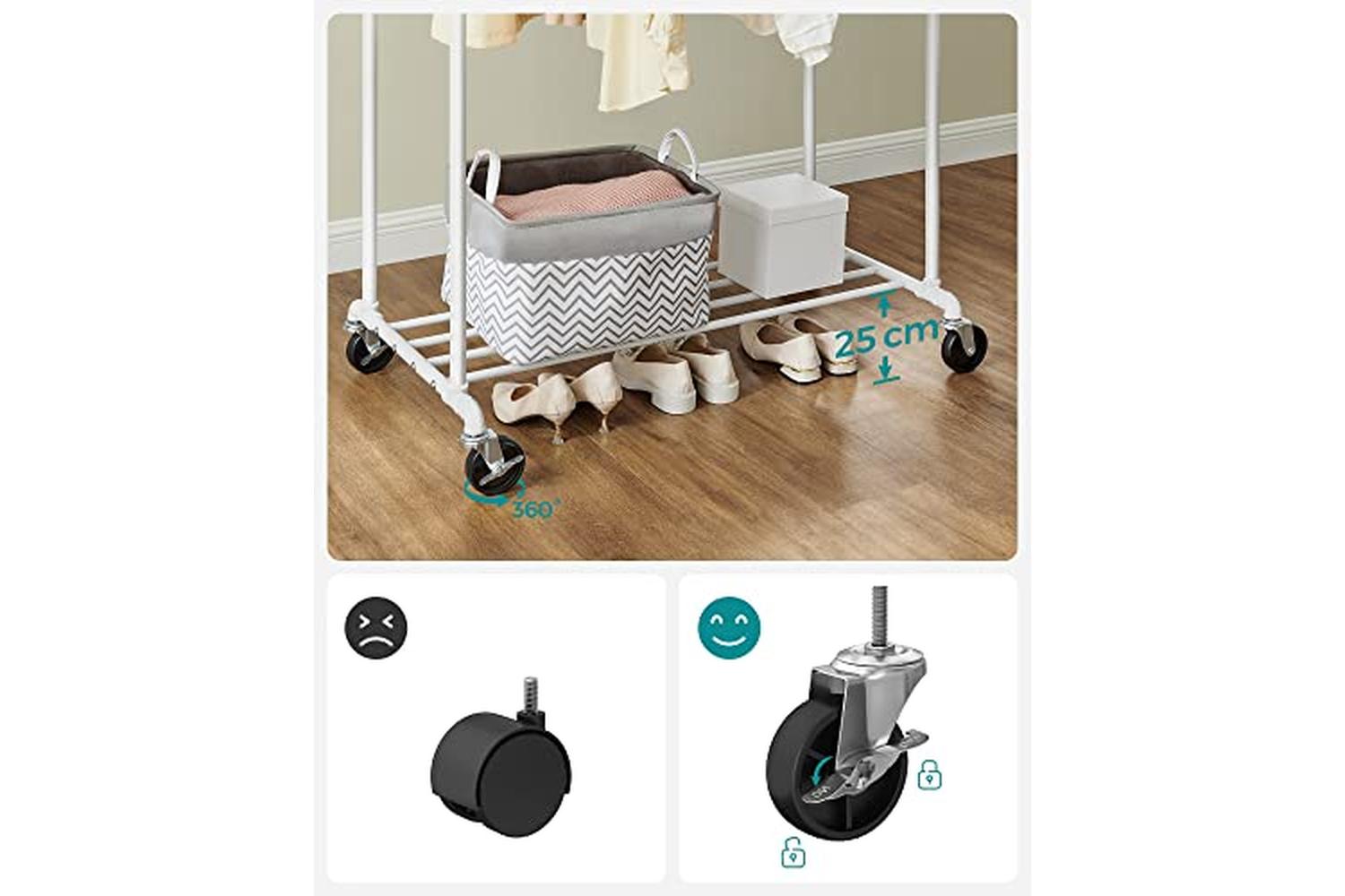 Songmics Clothes Rack with Double Hanging Rail | White-5