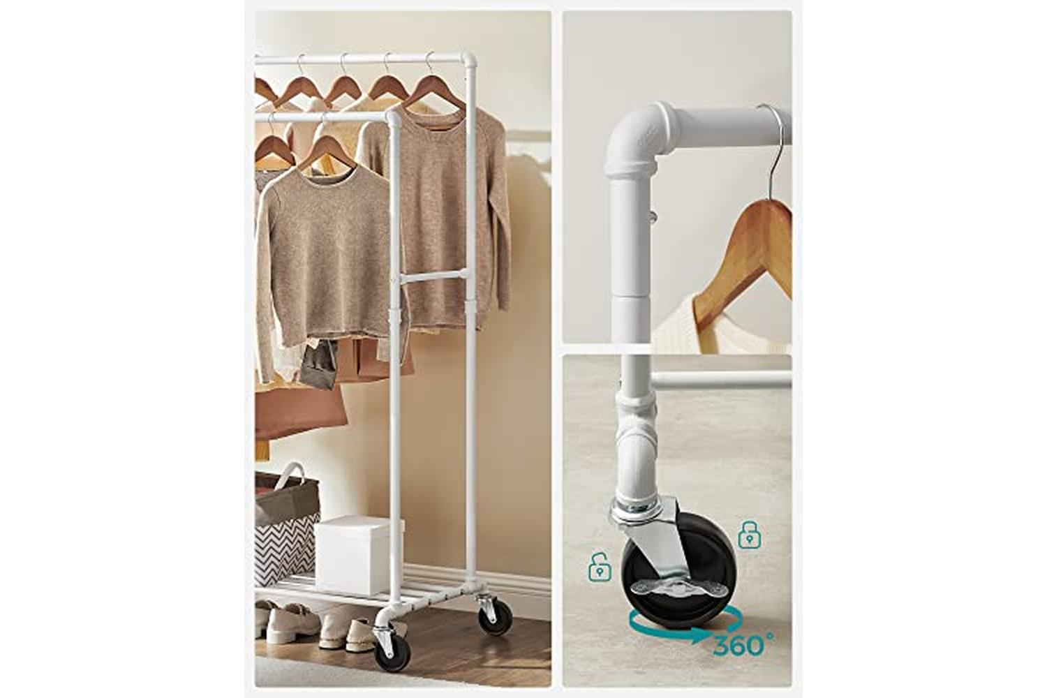 Songmics Clothes Rack with Double Hanging Rail | White-6