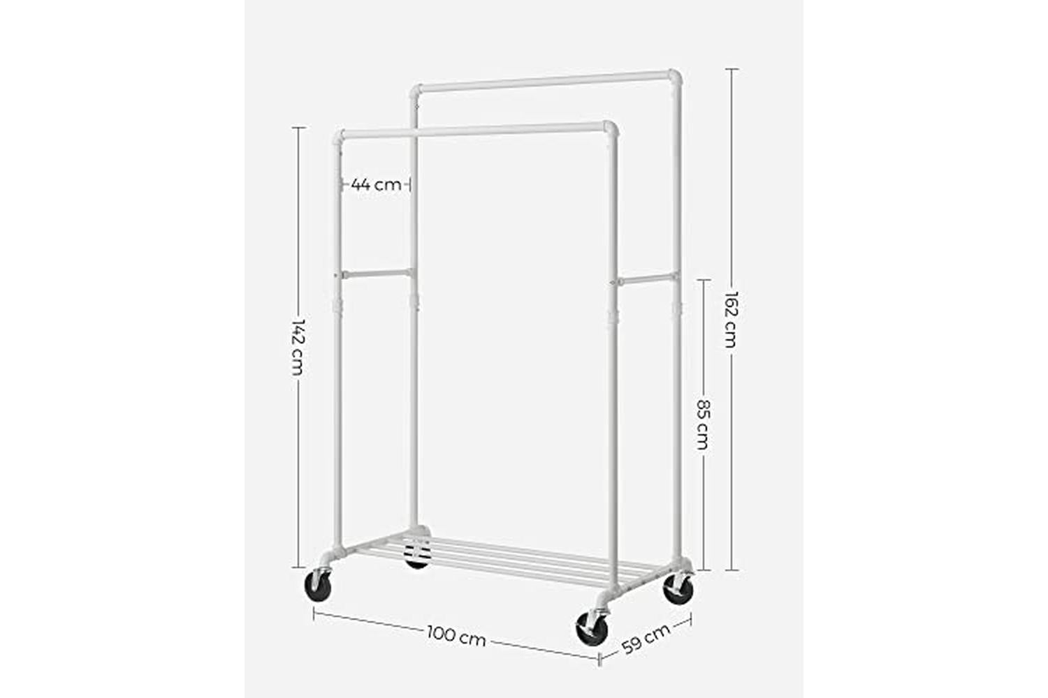 Songmics Clothes Rack with Double Hanging Rail | White-7