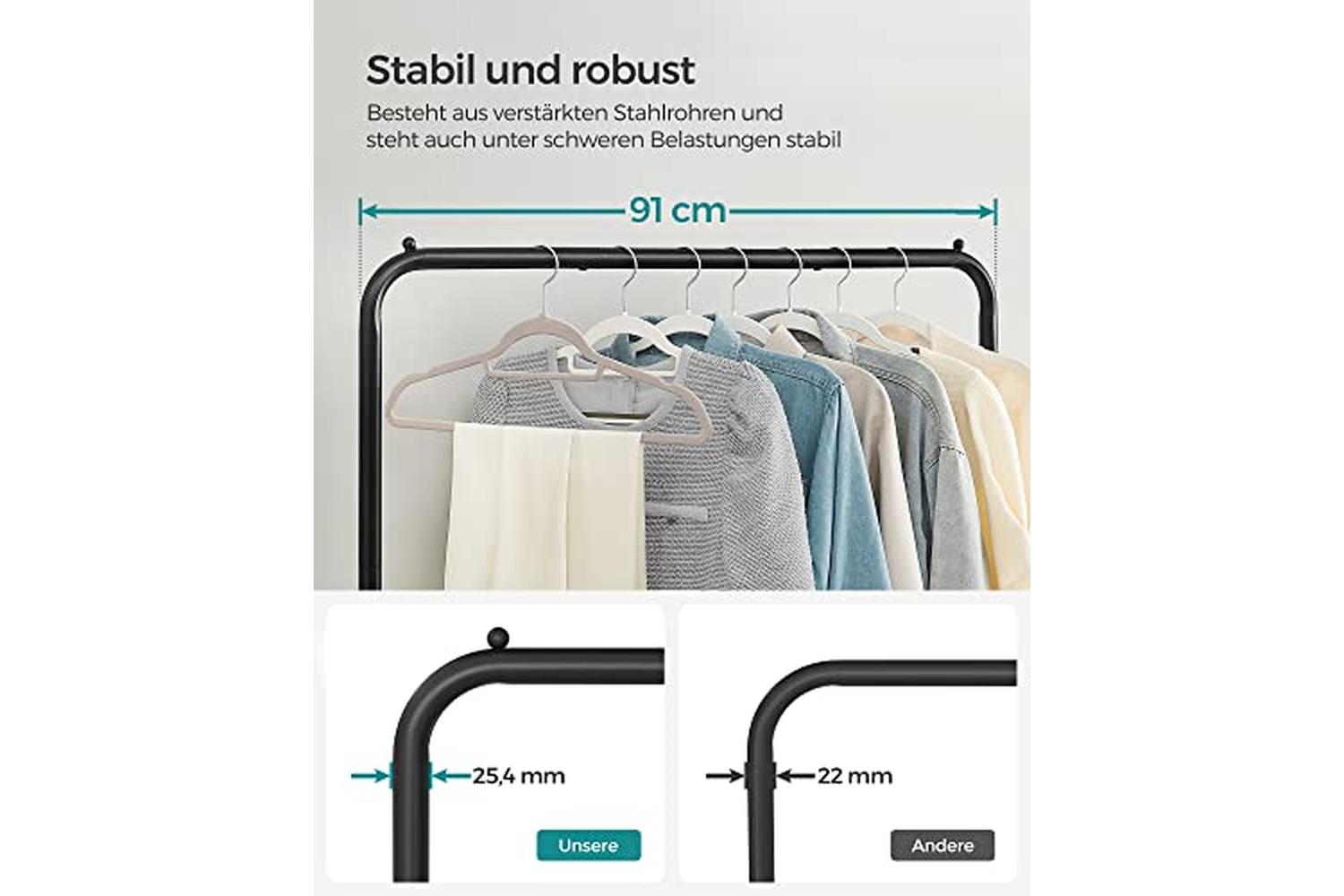 Songmics Clothes Rail on Wheels | Black-4