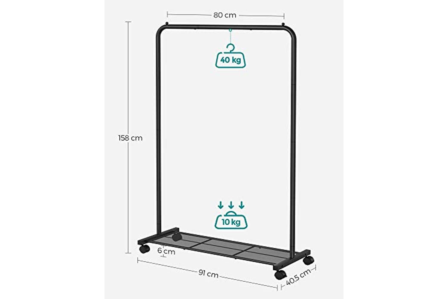 Songmics Clothes Rail on Wheels | Black-5