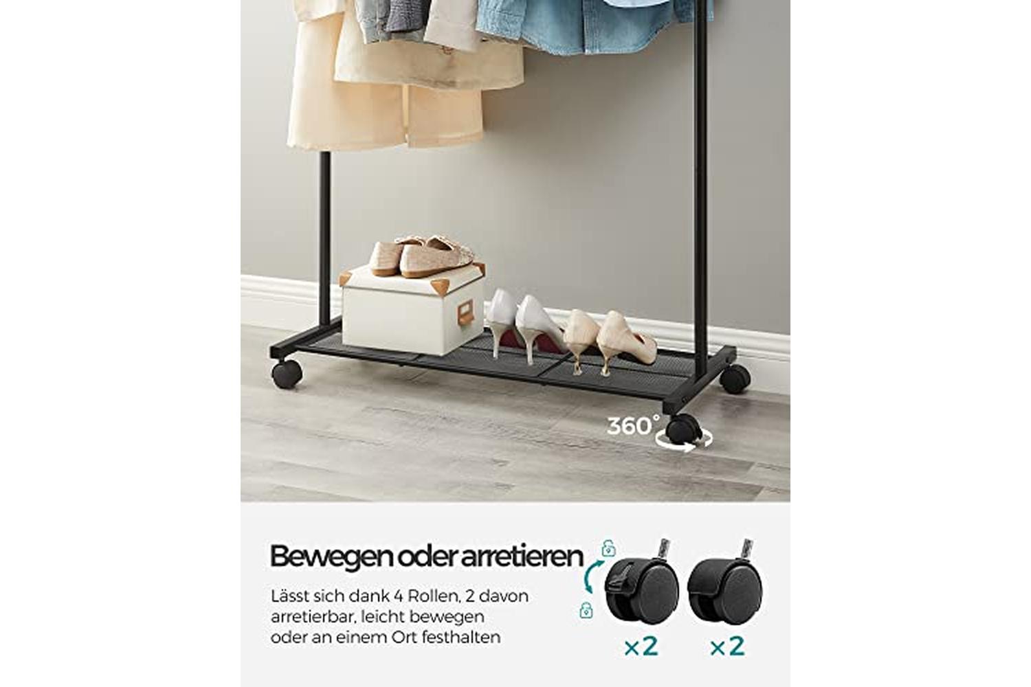 Songmics Clothes Rail on Wheels | Black-7