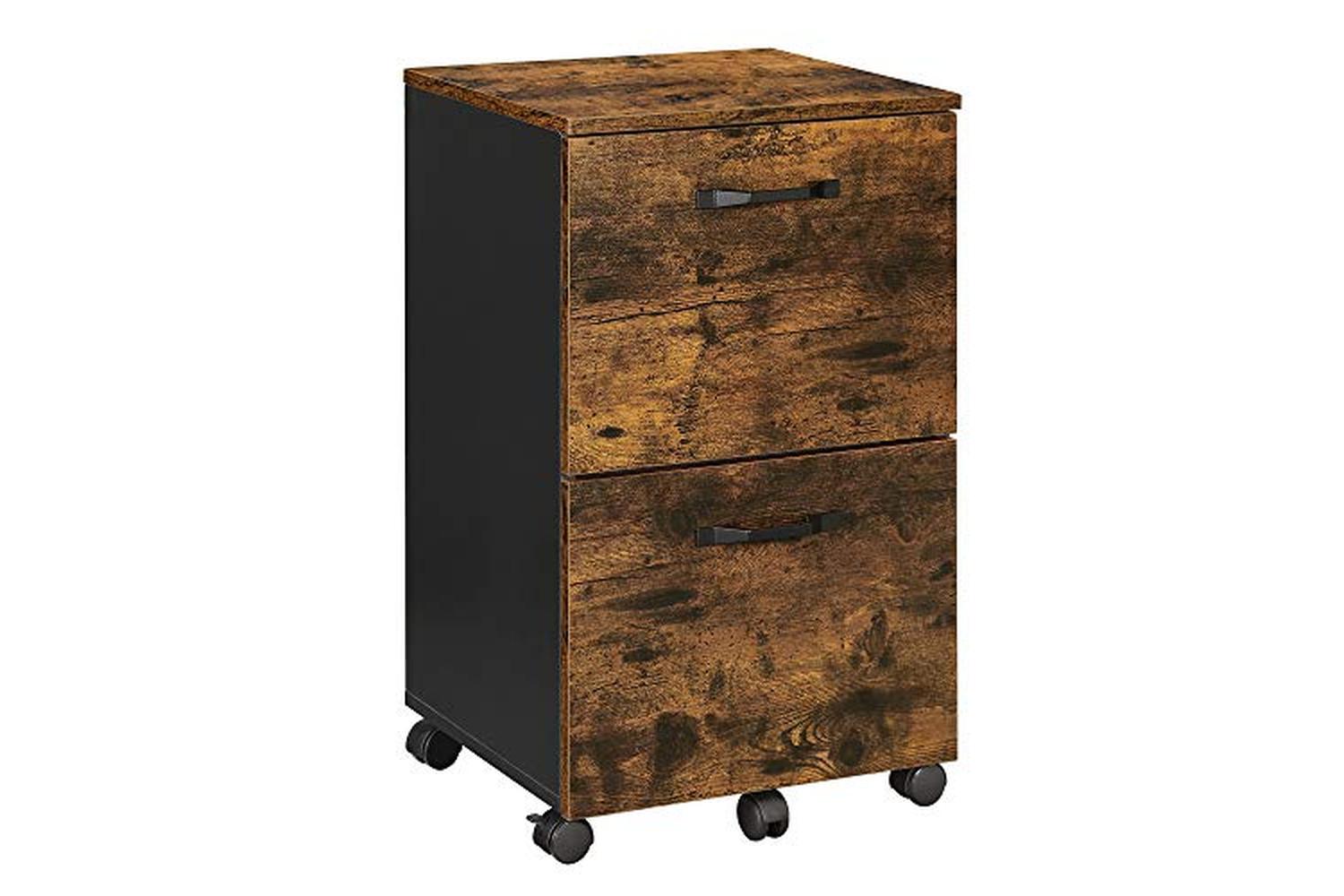Vasagle File Cabinet With 2 Drawers, Rolling Office Filing Cabinet With Wheels, For A4, Letter Sized Documents, Hanging File Folders, Industrial Style, Rustic Brown And Black Ofc040b01