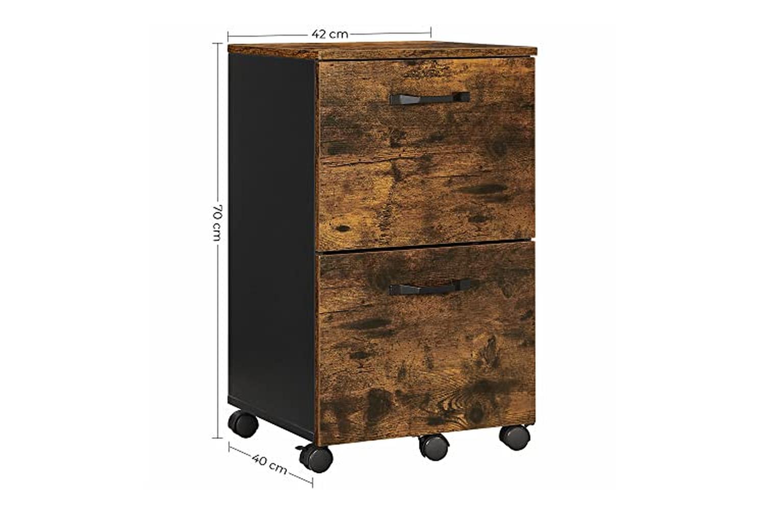 Vasagle File Cabinet With 2 Drawers, Rolling Office Filing Cabinet With Wheels, For A4, Letter Sized Documents, Hanging File Folders, Industrial Style, Rustic Brown And Black Ofc040b01-4