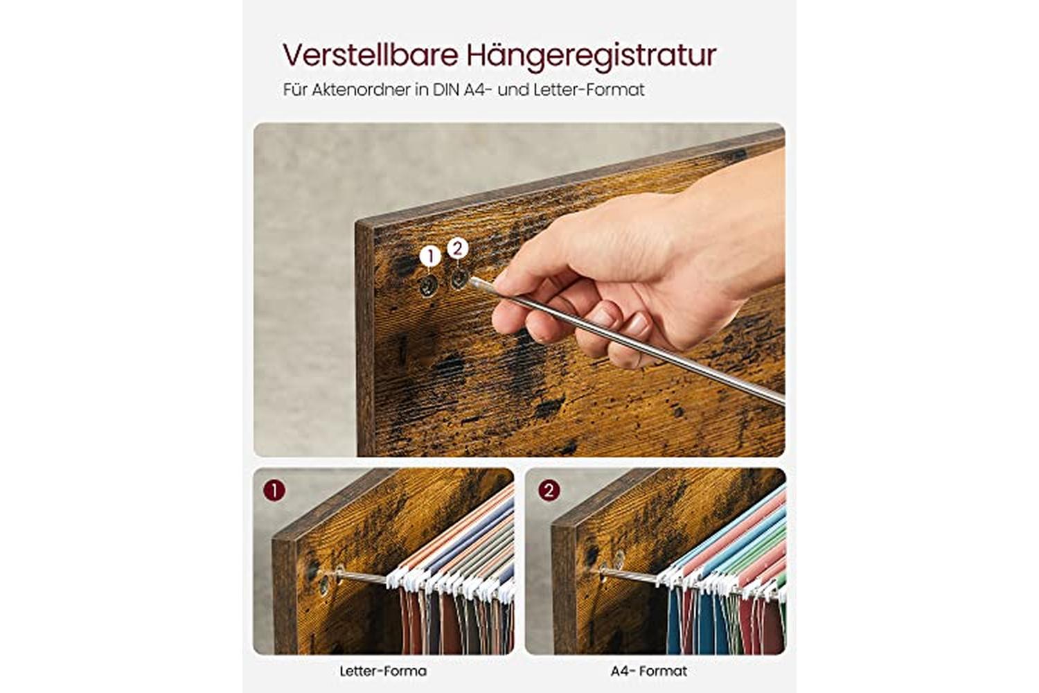 Vasagle 3-drawer File Cabinet, Mobile Lateral Filing Cabinet With Open Compartments, For A4, Letter Sized Documents, Printer Stand, Industrial, Rustic Brown And Black Ofc041b01-6
