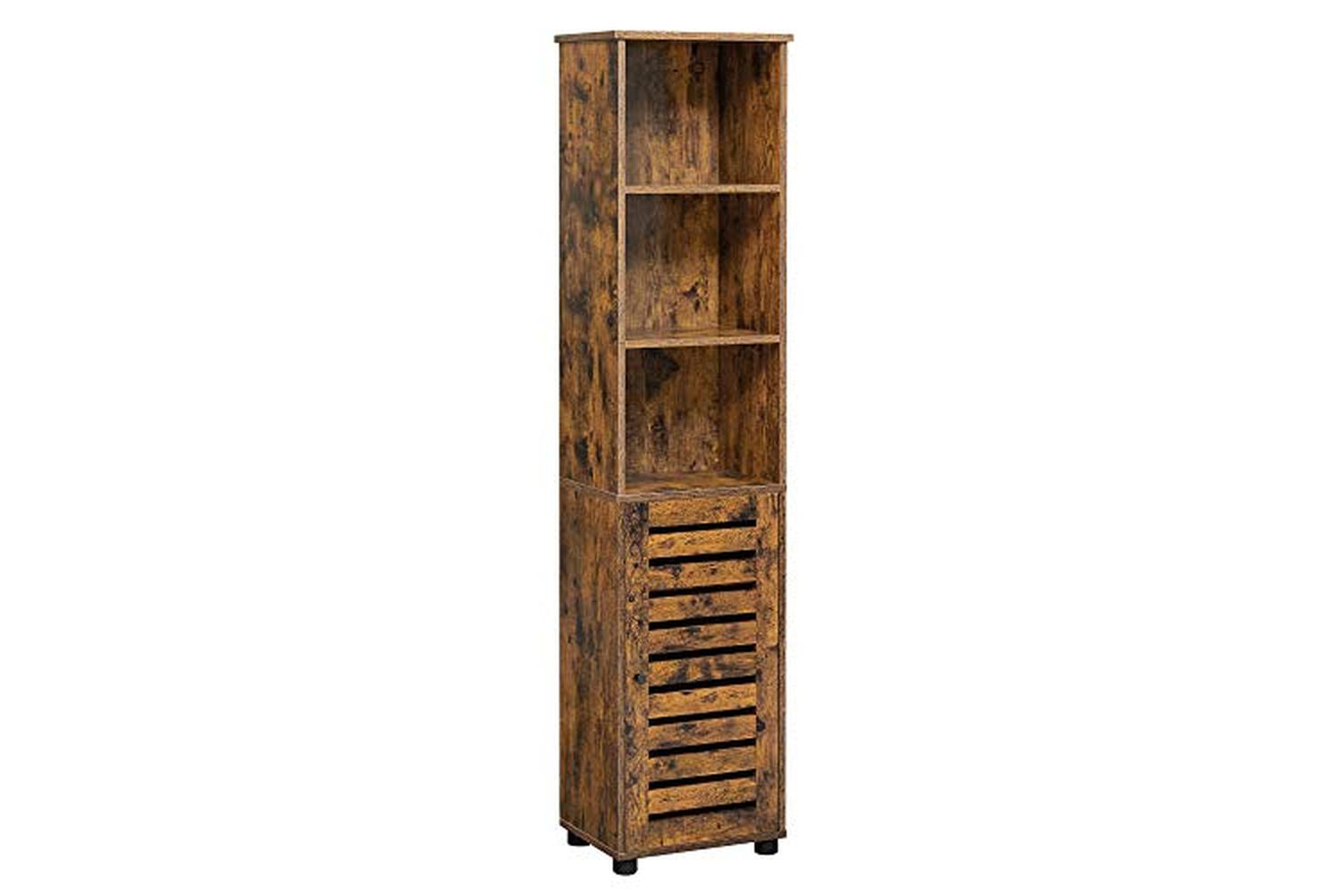 Vasagle Tall Bathroom Cabinet with 3 Open Compartments | Rustic Brown