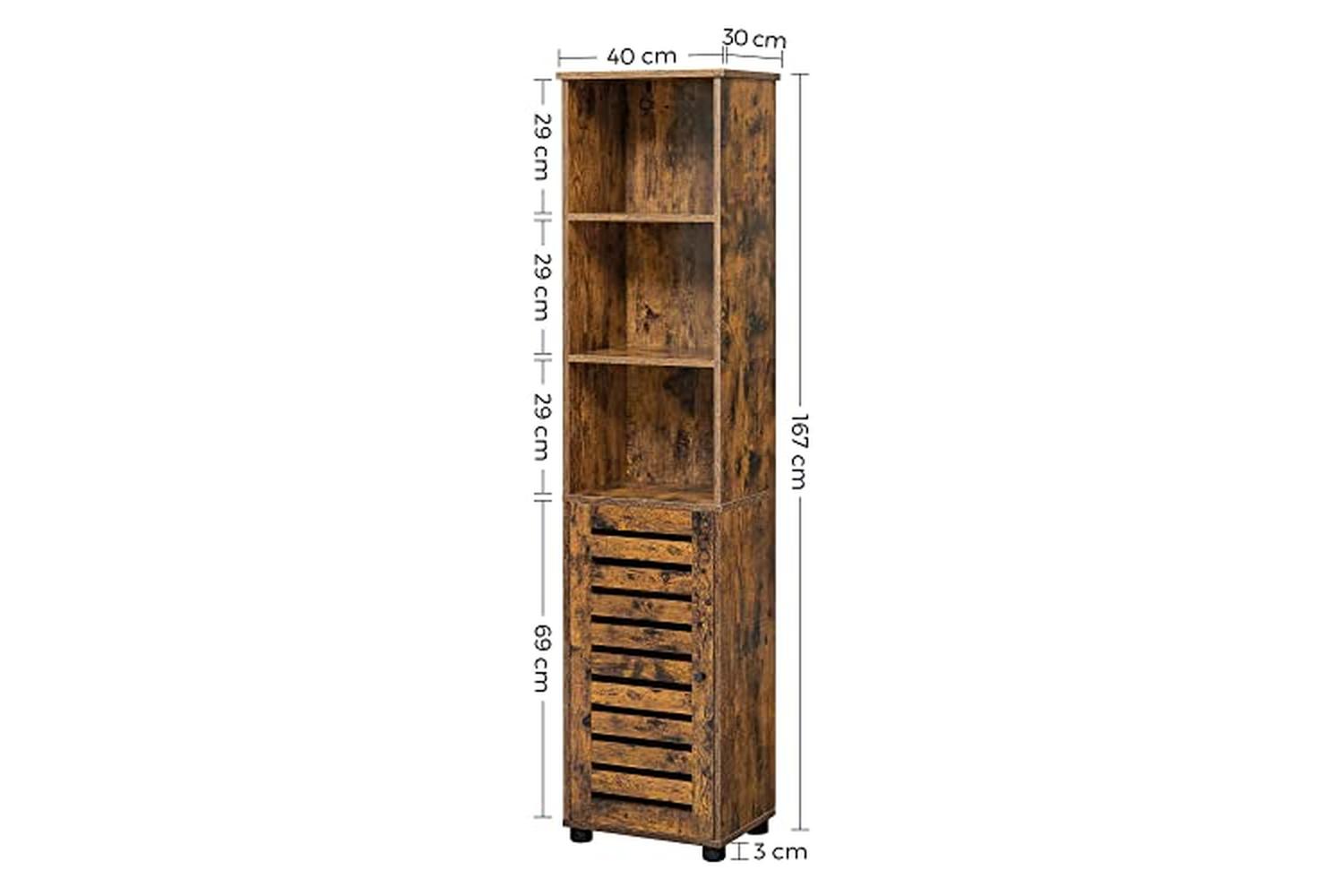 Vasagle Tall Bathroom Cabinet with 3 Open Compartments | Rustic Brown-6