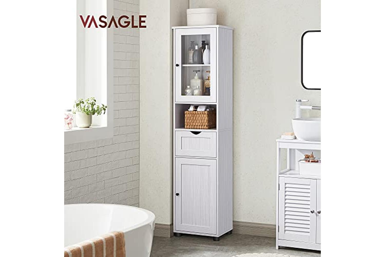 Vasagle Tall Bathroom Cabinet Free Standing | White-2