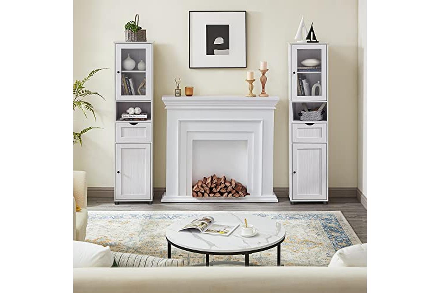 Vasagle Tall Bathroom Cabinet Free Standing | White-3