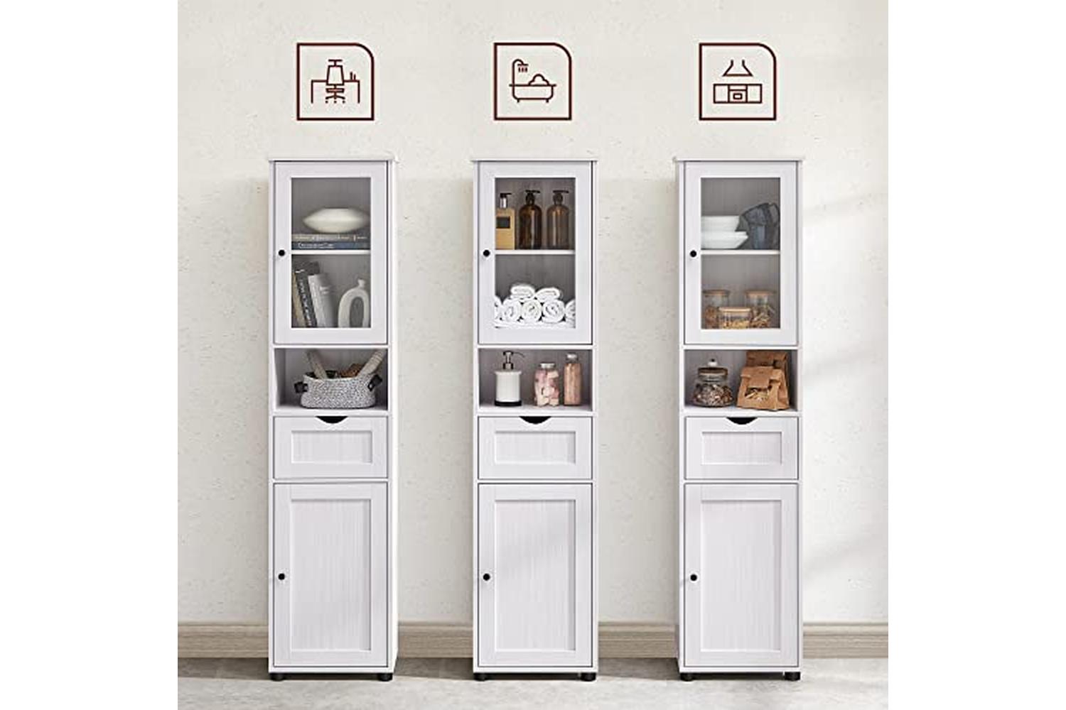 Vasagle Tall Bathroom Cabinet Free Standing | White-5