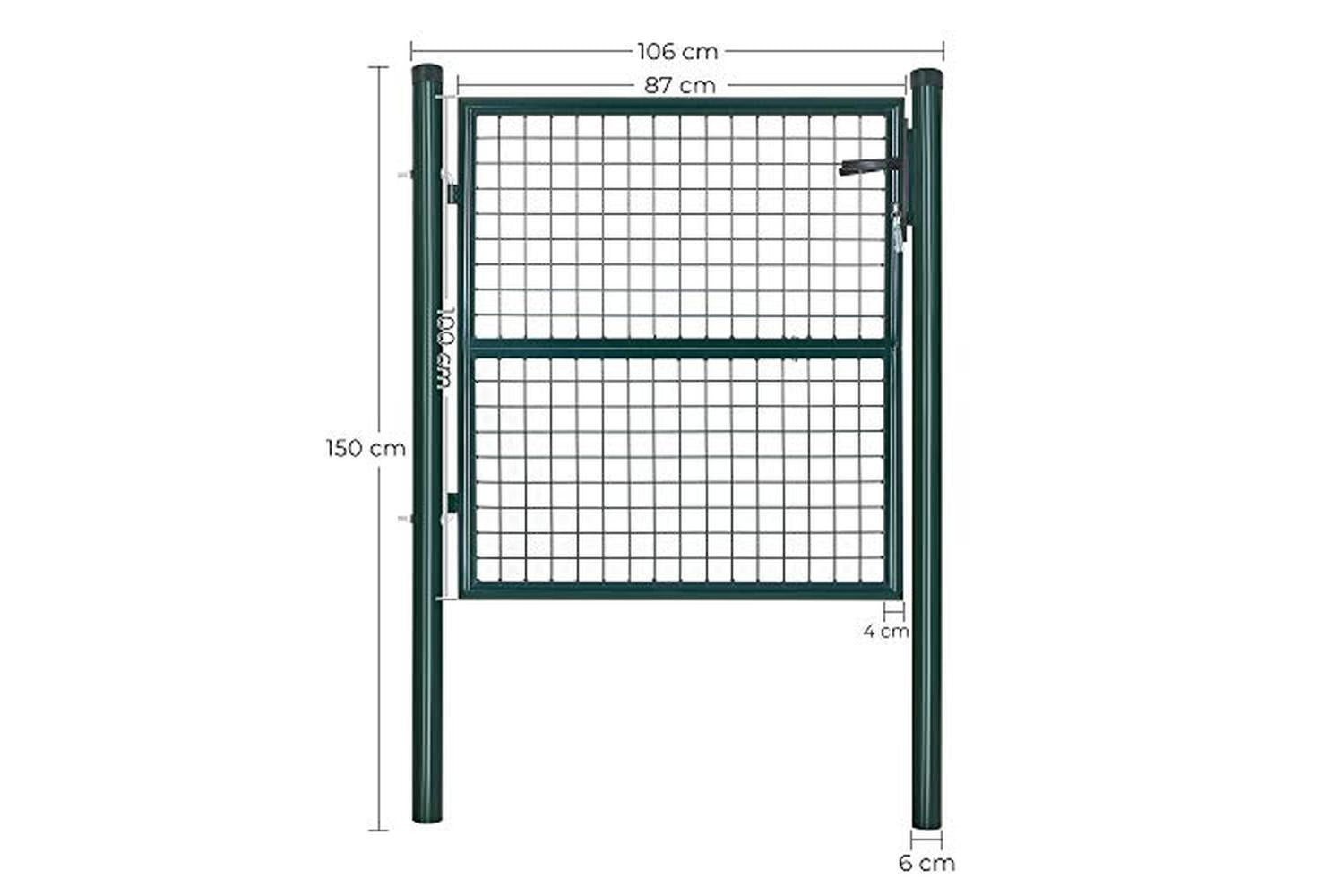Songmics Ggd150g01 Galvanised Steel Garden Gate Fence Gate With Lock Door Handle And Key 106 X 100 Cm (l X H), Green-6