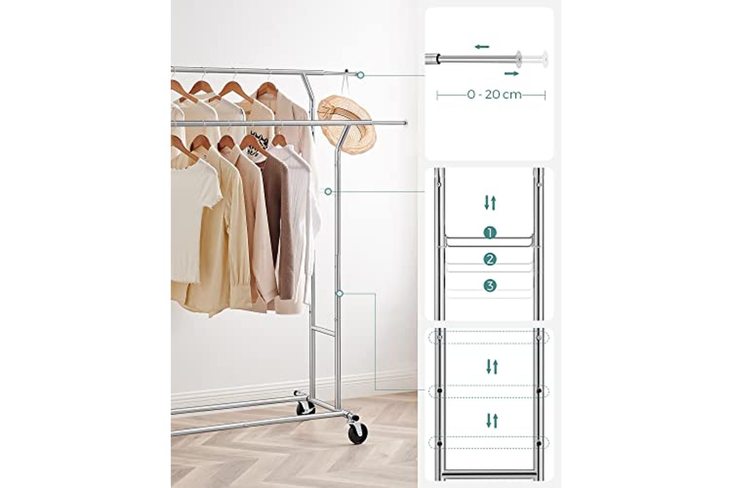 Songmics Heavy Duty Metal Clothes Rack | Silver-4