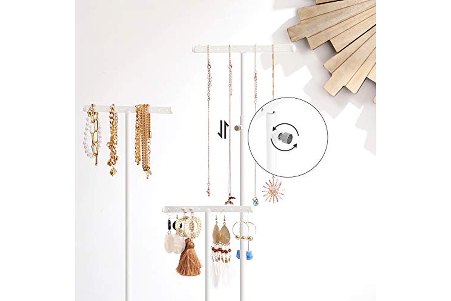 Songmics 2-in-1 Jewelry Display Stand Holder | Rustic Brown/White-7