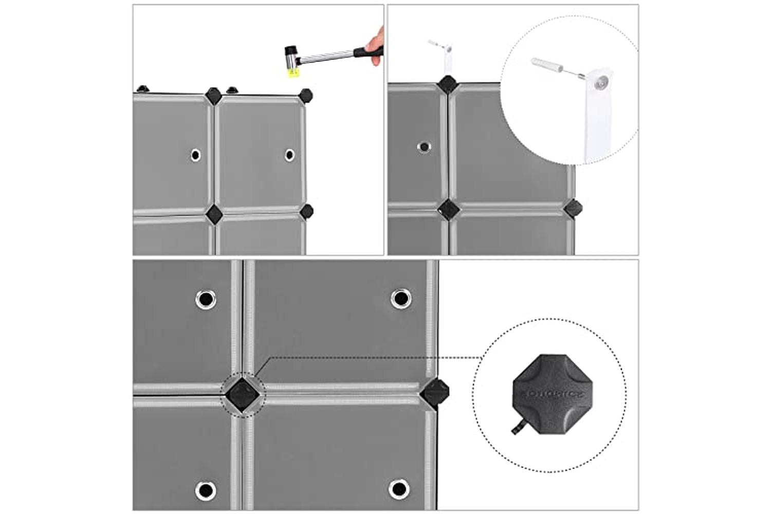 Songmics 9-cube Storage Organiser Unit, Plastic Closet With Doors, Modular Cabinet For Clothes, Shoes, Toys, Books, Easy To Assemble, Black Lpc116hs-5