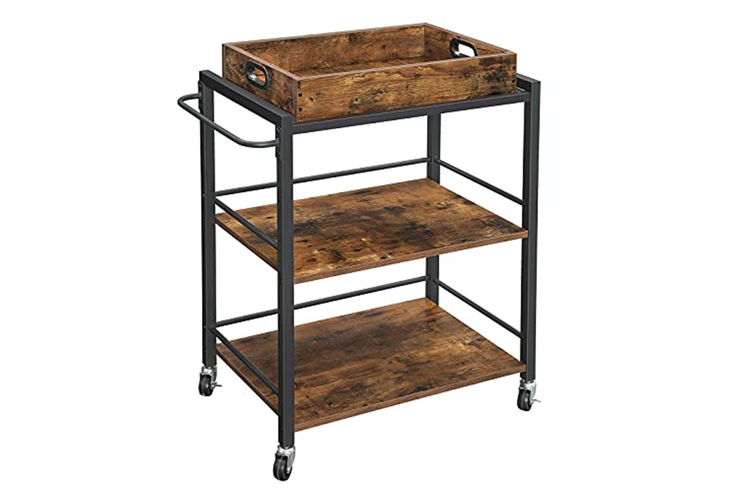 Vasagle Kitchen Serving Cart with Removable Tray | Rustic Brown/Black