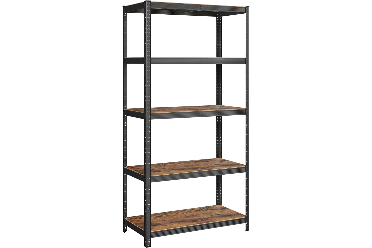 Songmics Shelving Unit, 60 X 120 X 200 Cm, 750 Kg Load Capacity (150 Kg Per Shelf), Industrial, Adjustable Storage Shelves, For Living Room, Kitchen, Garage, Black And Rustic Brown Glr060b11