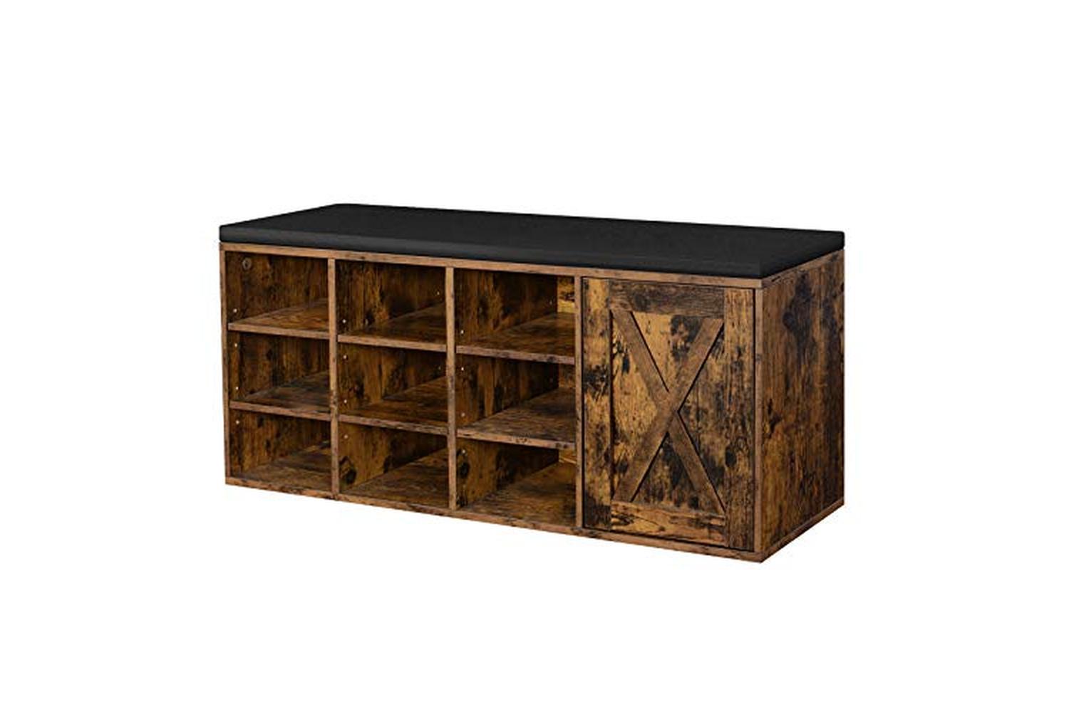 Vasagle Shoe Bench with 12 Open Compartments | Vintage Brown
