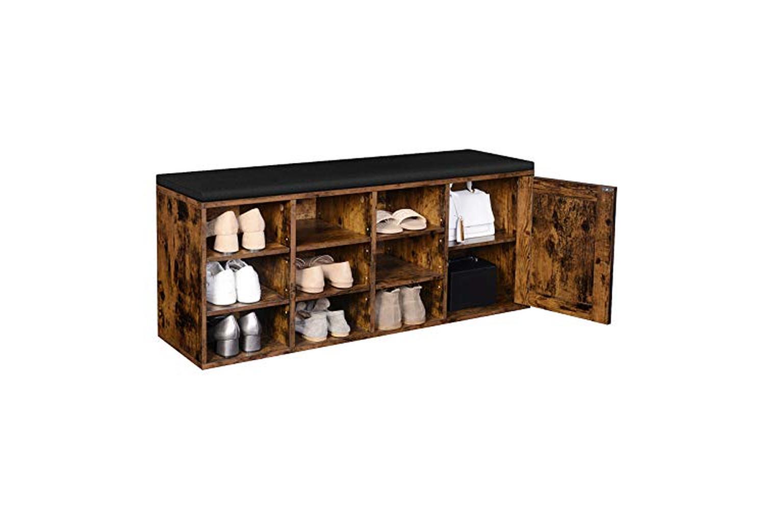 Vasagle Shoe Bench with 12 Open Compartments | Vintage Brown-4