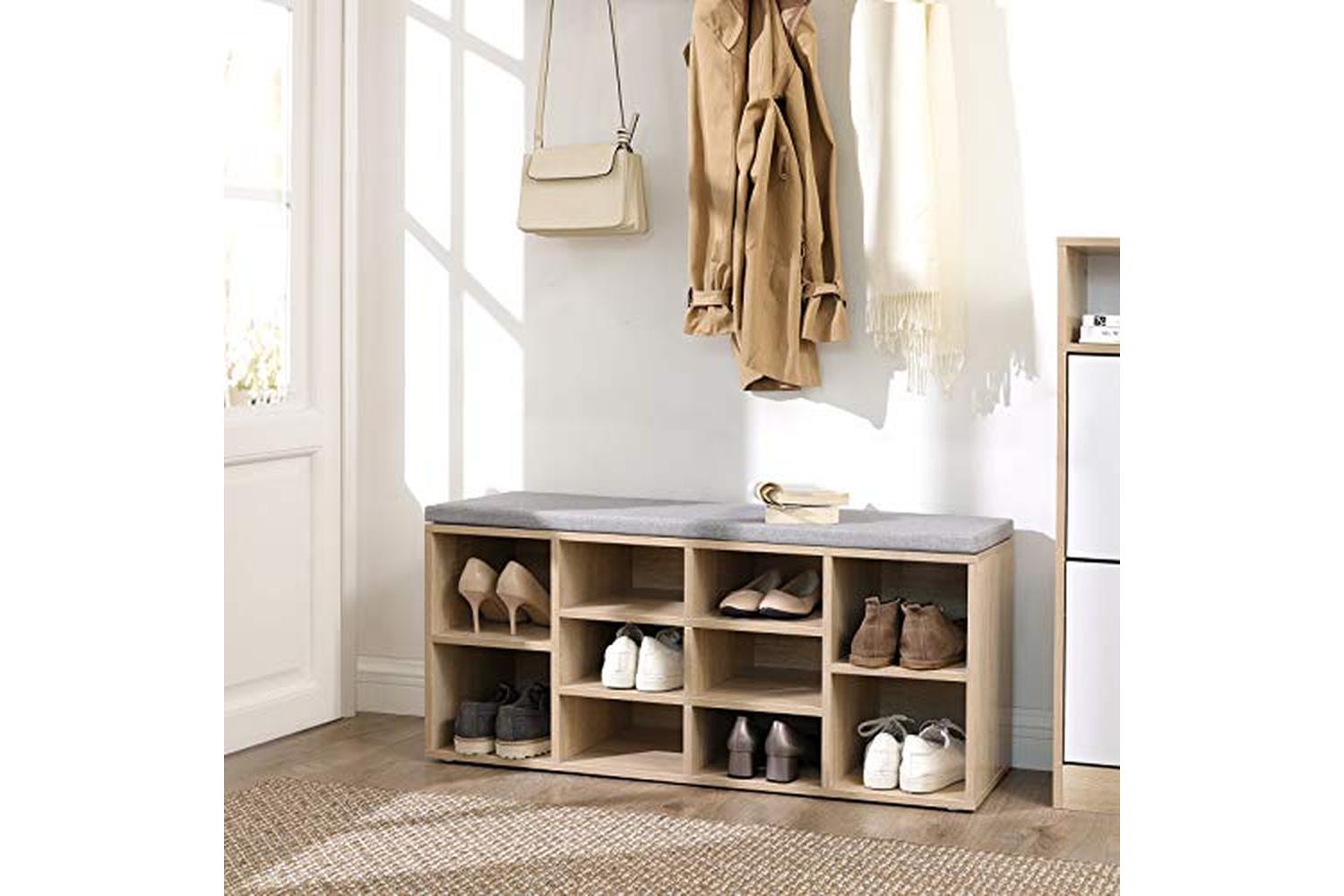 Vasagle Shoe Bench with 10 Compartments | Oak-4