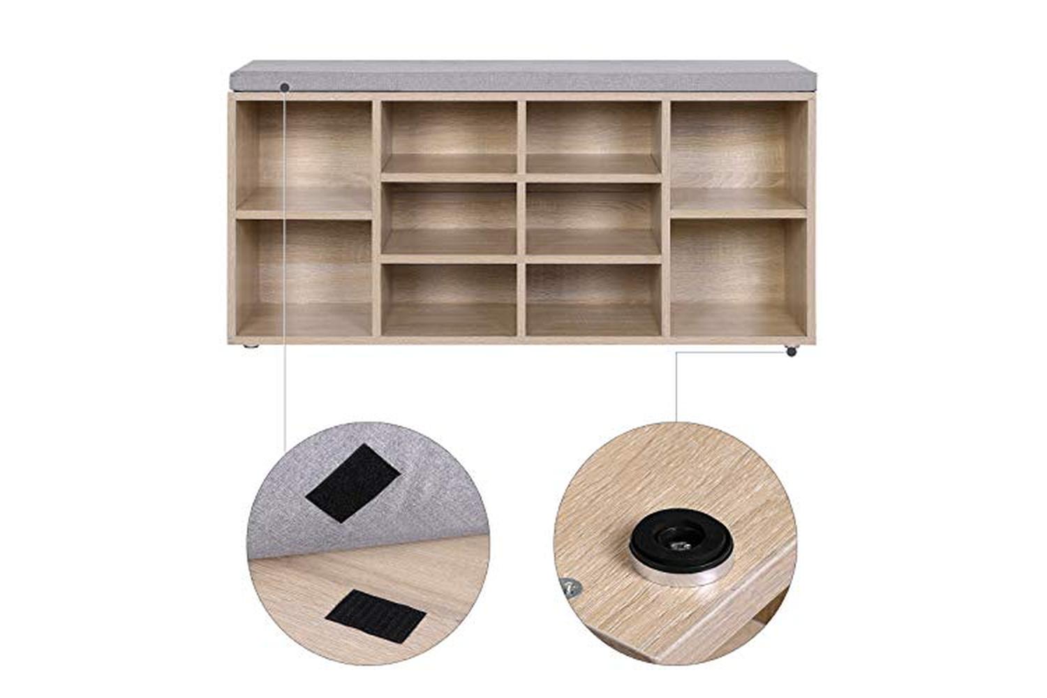 Vasagle Shoe Bench with 10 Compartments | Oak-7