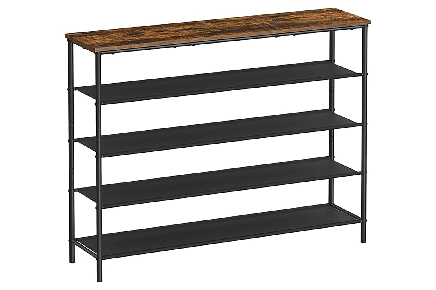 Vasagle Lbs136b01 5 Tier Narrow Shoe Rack Closet Hallway Closet With 4 Fabric Shelves And Top For Bags, Shoe Rack, Steel Frame, Industrial, Rustic Brown And