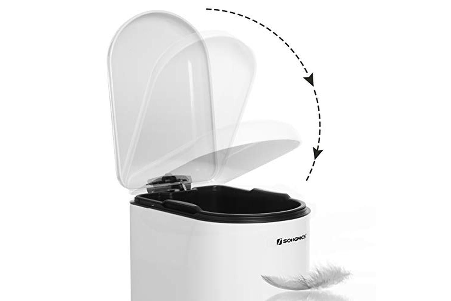 Songmics Slim Rubbish Bin, 10l Pedal Bin, Steel, Removable Inner Bucket, Slow Closure, For Narrow Space, White Ltb10wt-3