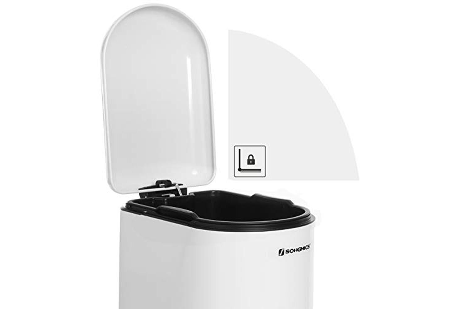 Songmics Slim Rubbish Bin, 10l Pedal Bin, Steel, Removable Inner Bucket, Slow Closure, For Narrow Space, White Ltb10wt-4