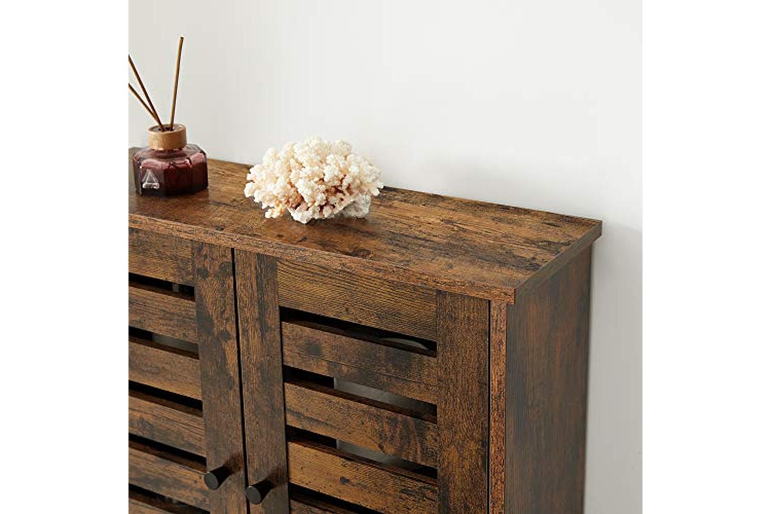 Vasagle Hanging Bathroom Storage with Adjustable Shelf and Double Shutter Doors | Rustic Brown-7
