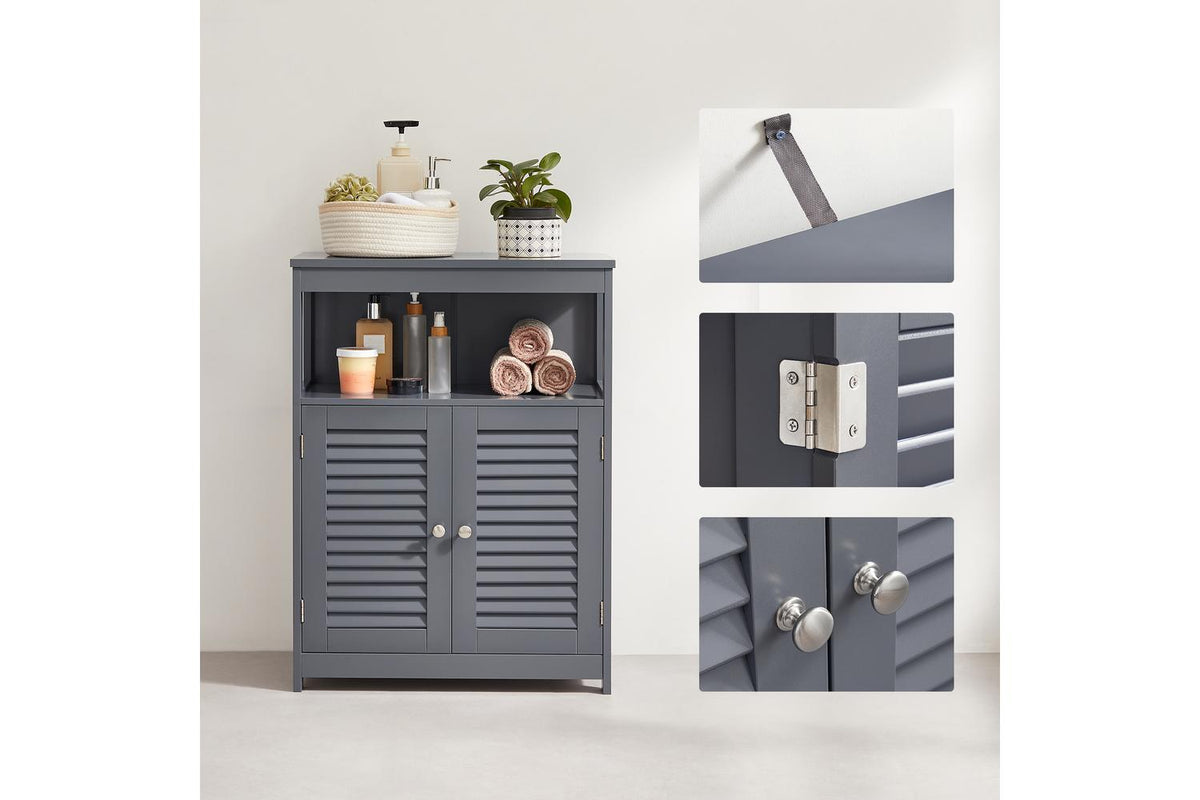 Vasagle Freestanding Bathroom Cabinet | Wooden Storage Unit | Grey | 60 X 30 X 80 Cm-8