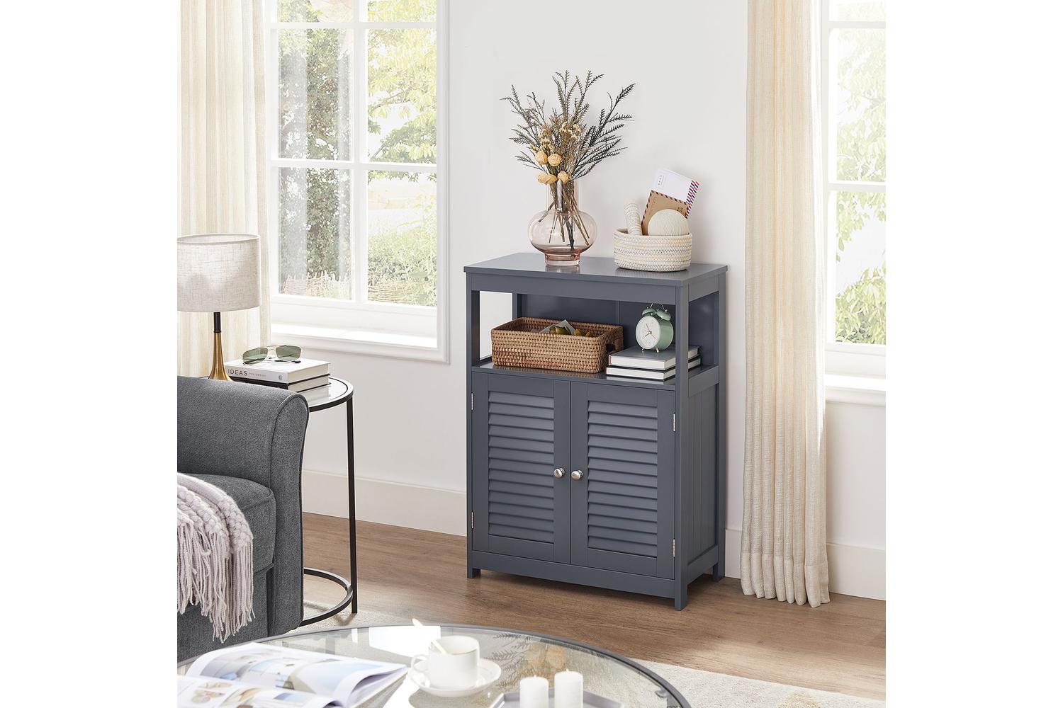 Vasagle Grey Floor Cabinet For Diy Bathroom Storage And Organisation-3