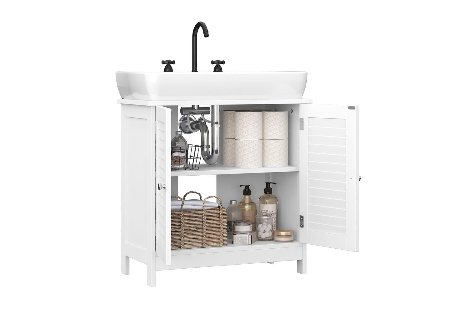 Vasagle Under Sink Cabinet â€“ High-quality, Diy Bathroom Storage Organiser, White-3