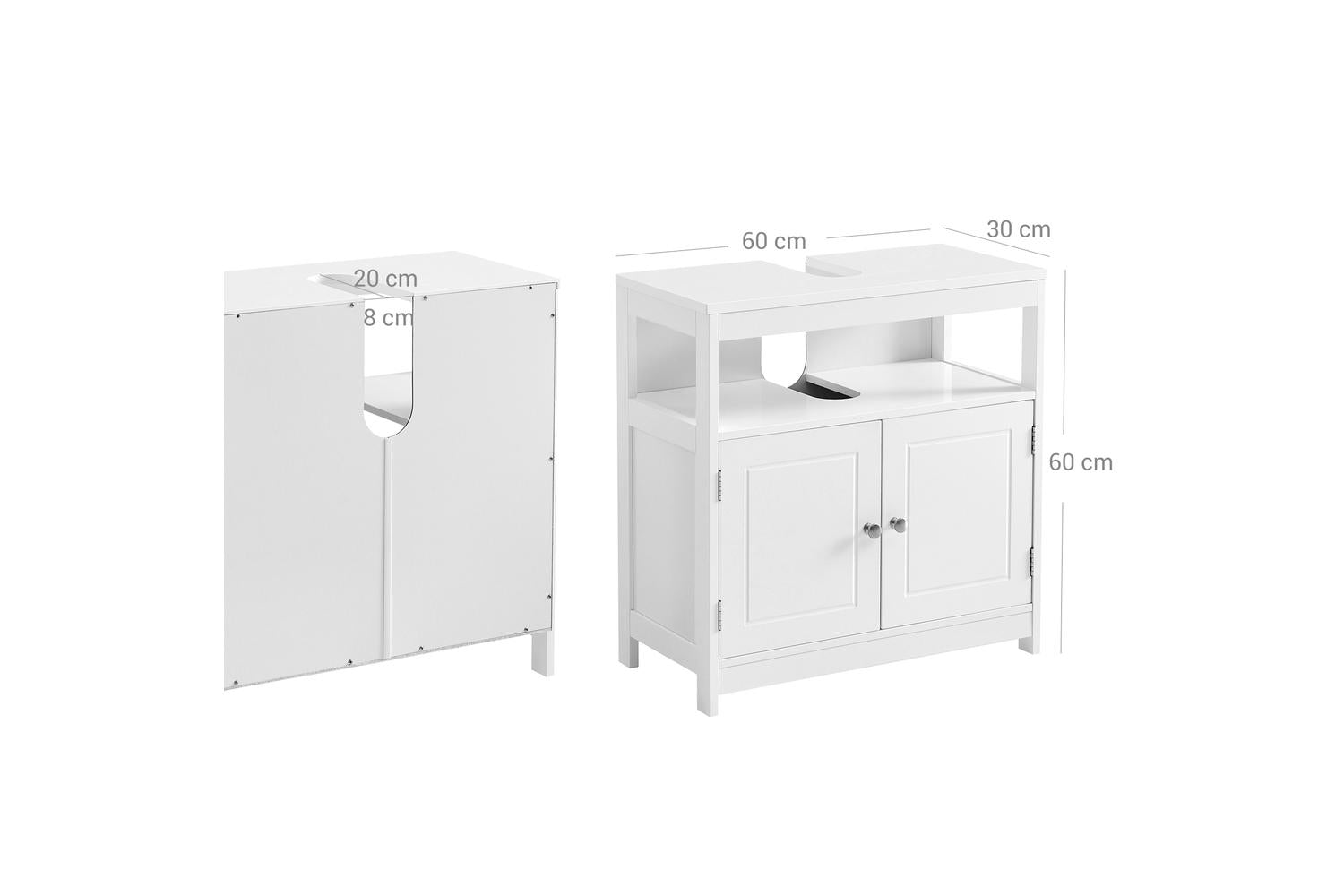 Vasagle Bbc301w01 Washbasin Cabinet - Matte White Bathroom Storage With Sleek Design-6