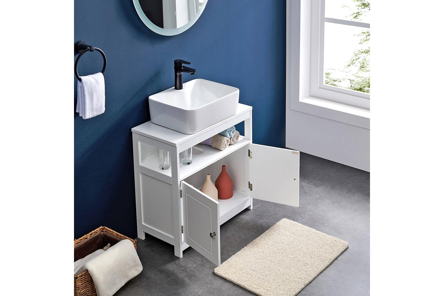 Vasagle Bbc310p36 Bathroom Cabinet, Elegant White Storage Unit-3