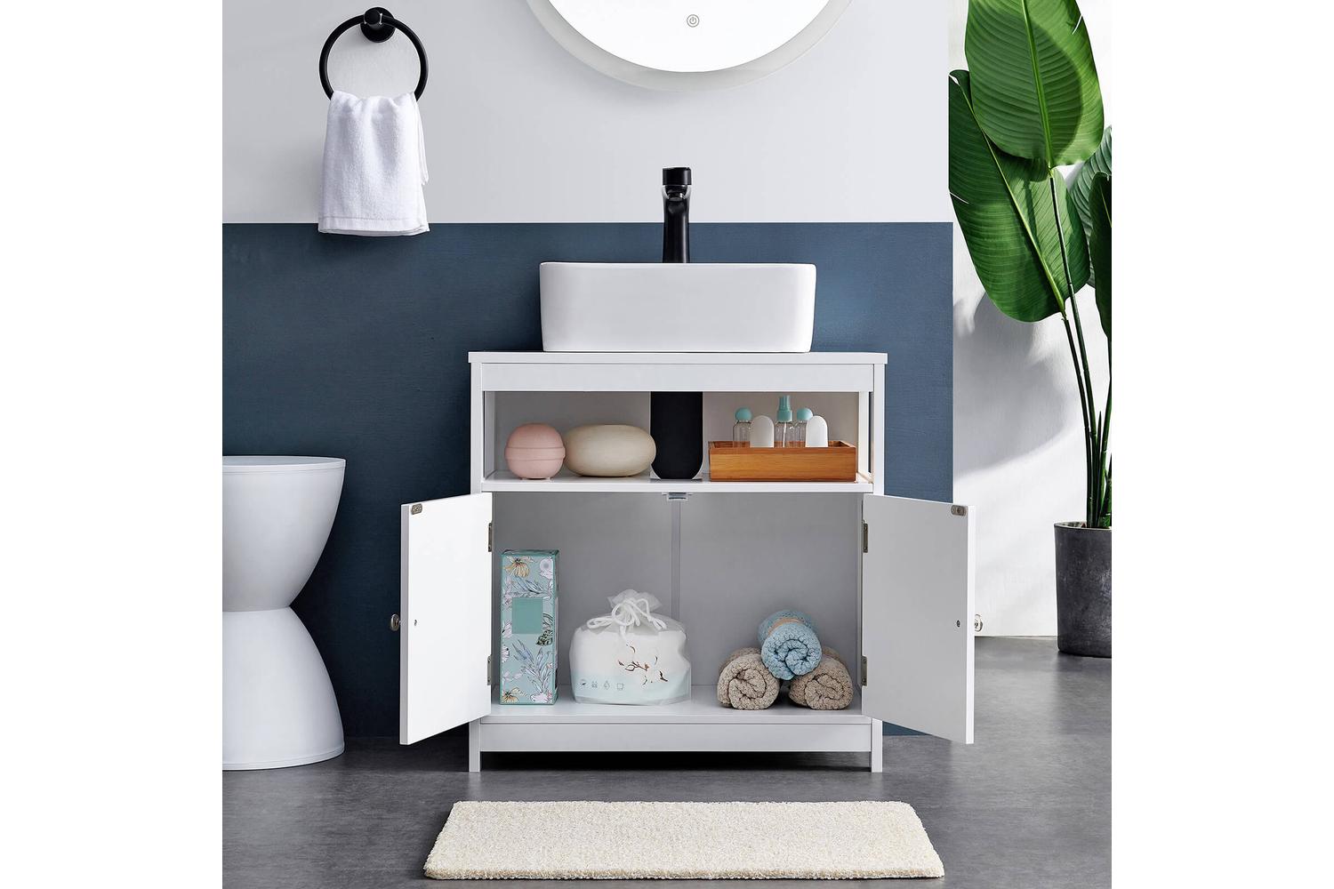 Vasagle Bbc310p36 Bathroom Cabinet, Elegant White Storage Unit-4
