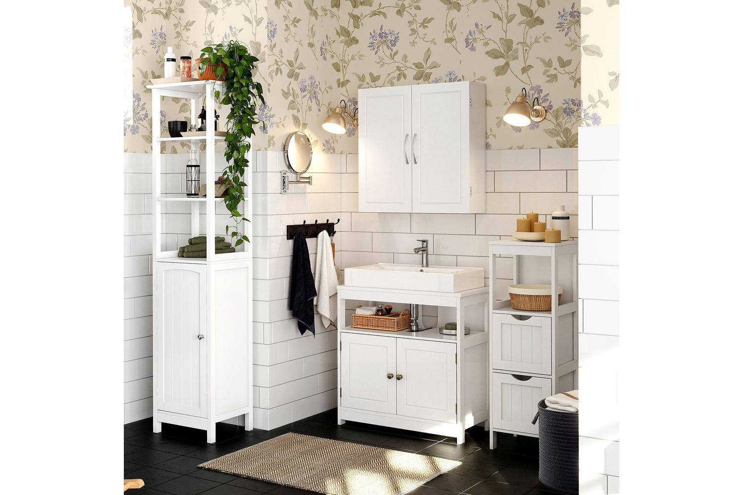 Vasagle Bbc321w01 - Premium Wall Mounted Bathroom Cabinet - Diy Storage And Organiser-6
