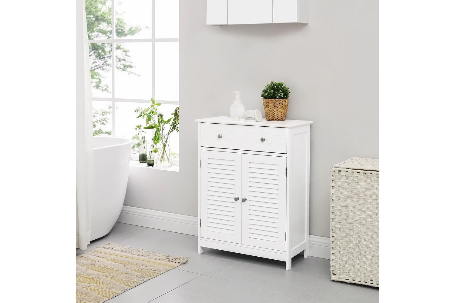 Vasagle Bbc566w03 - Stylish Bathroom Cabinet With Adjustable Shelves And Drawers-4