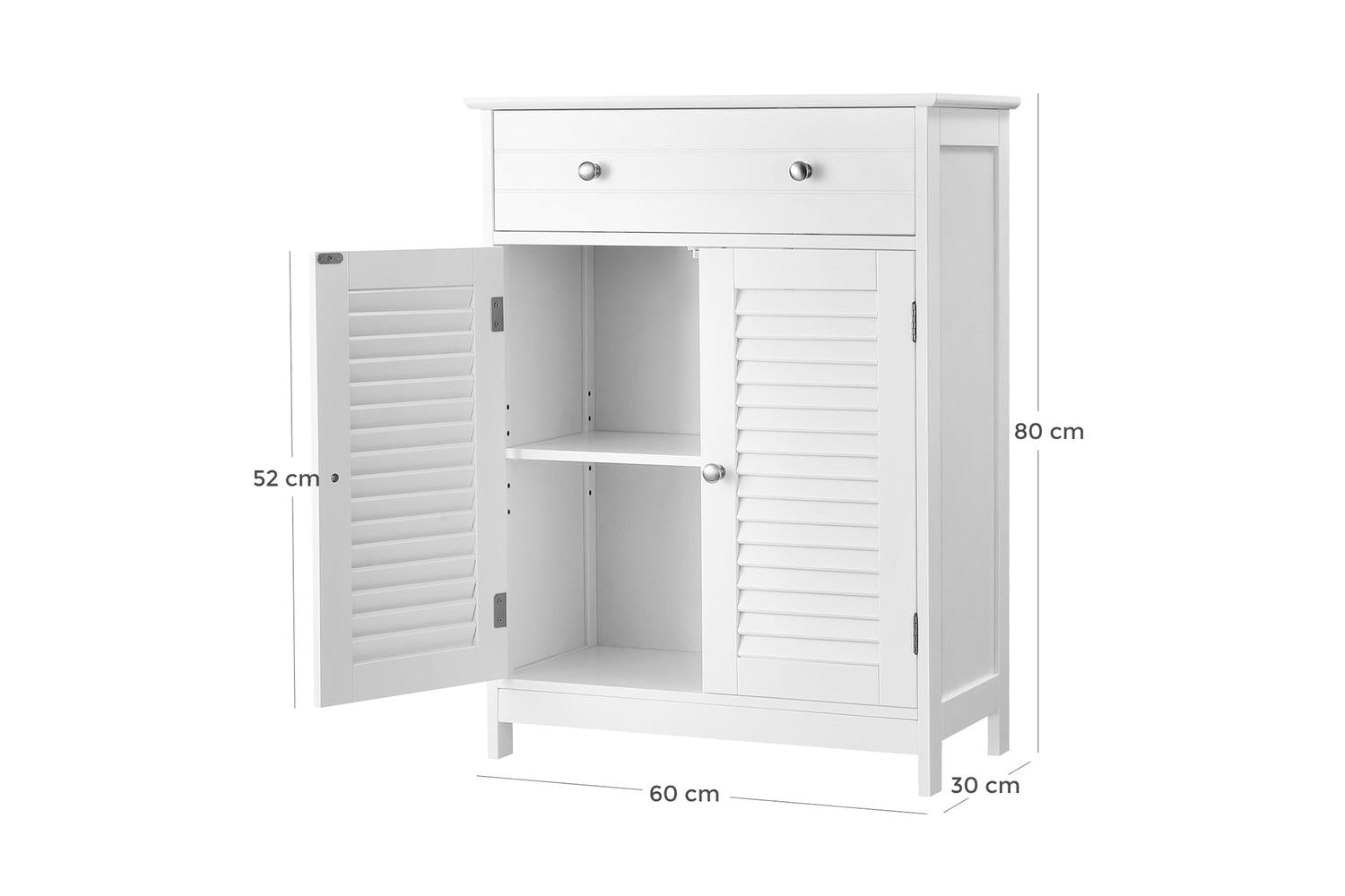 Vasagle Bbc566w03 - Stylish Bathroom Cabinet With Adjustable Shelves And Drawers-5