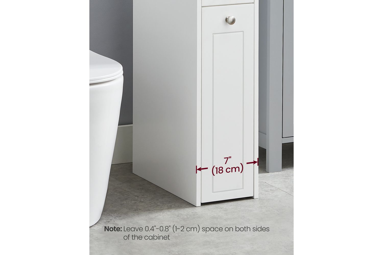 Vasagle Bathroom Cabinet | Bathroom Storage Unit | Mdf | 40 X 18 X 70 Cm-2